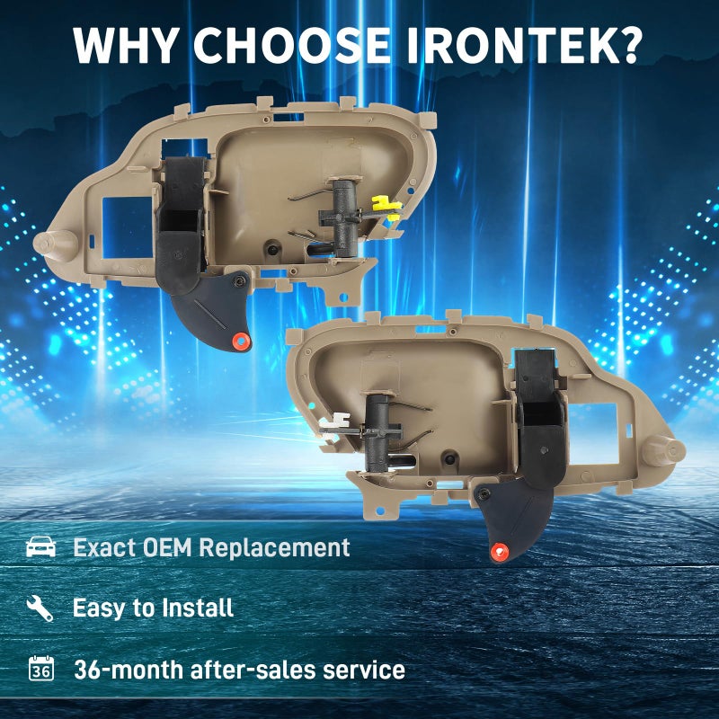 IRONTEK 1 Pair Interior Door Handle for Driver and Passenger Side Fits 95-00 Chevrolet C/K Tahoe 99-06 Chevrolet Silverado 95-00 GMC C/K Yukon 99-06 GMC Sierra Inner Door Handle #15708043 15708044 - Image 4